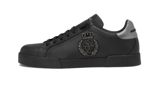 Calfskin nappa Portofino sneakers with crown patch Black