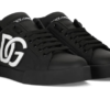 Calfskin Portofino sneakers with DG logo Black