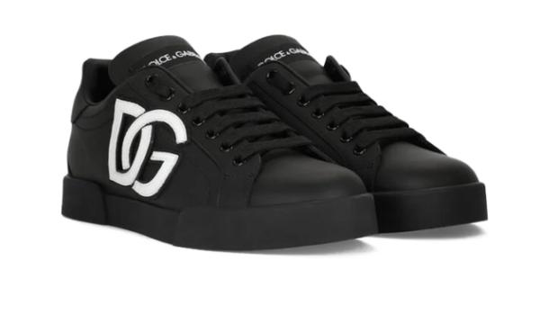 Calfskin Portofino sneakers with DG logo Black