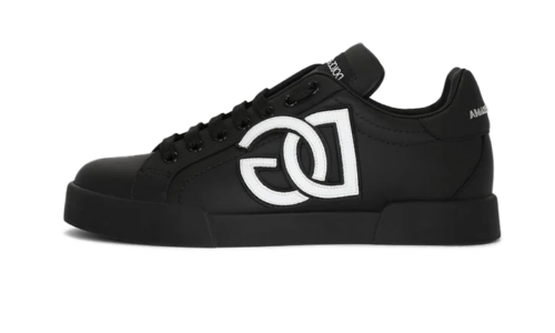 Calfskin Portofino sneakers with DG logo Black