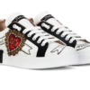 Calfskin Portofino sneakers with embroidery White