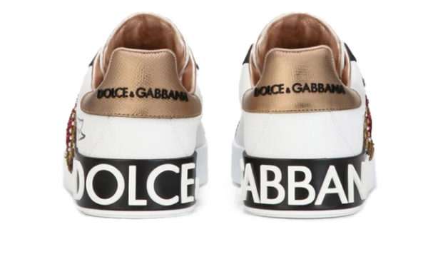 Calfskin Portofino sneakers with embroidery White