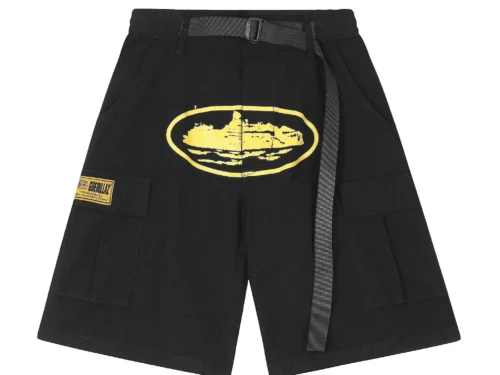 Alcatraz Cargo Black Yellow Shorts