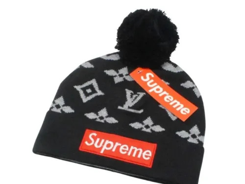 Beanie Louis Vuitton x Supreme Logo Pom-Pom Collection LV030