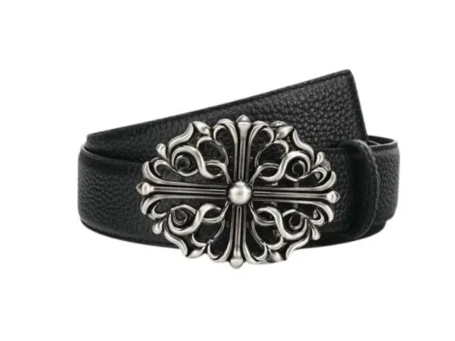 Belt Chrome Hearts Black Leather Silver Buckle CH065