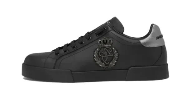 Calfskin nappa Portofino sneakers with crown patch Black