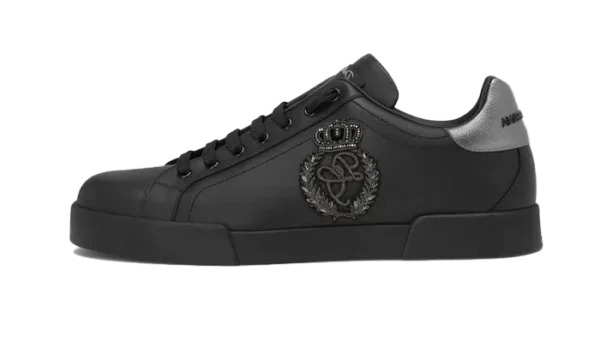 Calfskin nappa Portofino sneakers with crown patch Black
