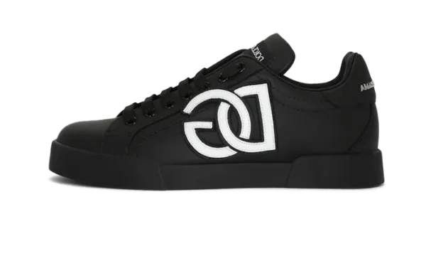 Calfskin Portofino sneakers with DG logo Black