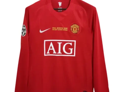 Camiseta Retro Manchester United 07/08 – Edición Final Champions League (Manga larga)
