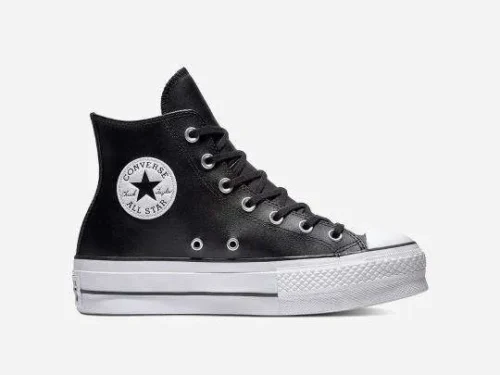 Converse All Star- Platform Leather Negras