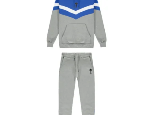 V-Stripe Hooded Blue Tracksuit